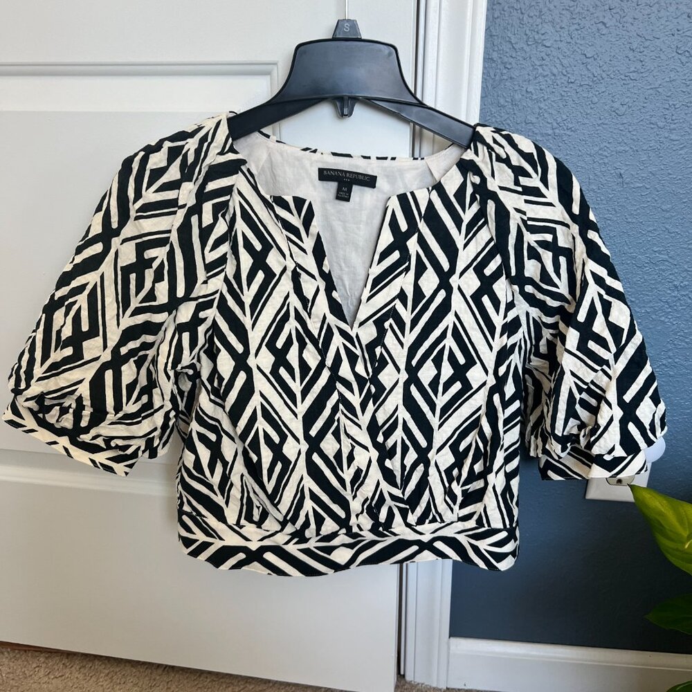 Banana Republic Women's Puff Sleeve Popover Top M